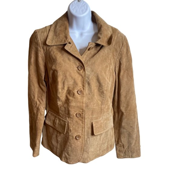 Alfani size large brown 100% leather button front jacket - Picture 6 of 8